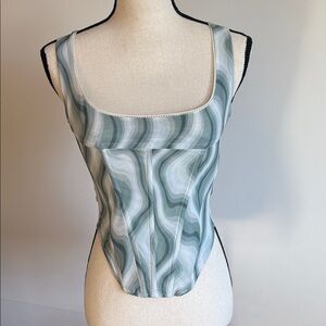 Miaou Sage Wave-Print Scoop Corset